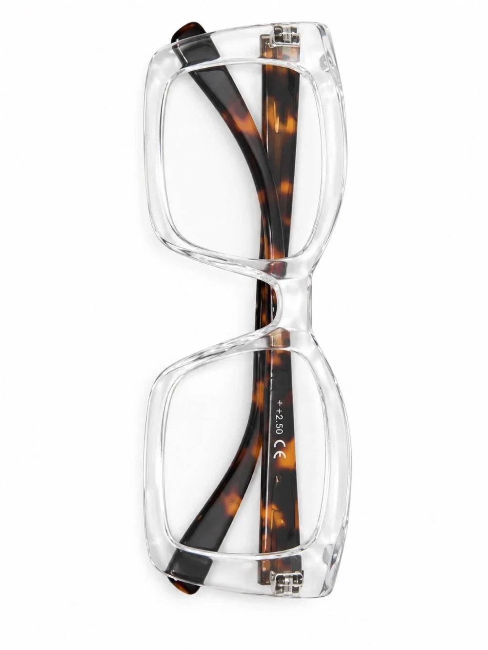 Clear Frame Reading Glasses with Tortoiseshell Temples - Unbranded